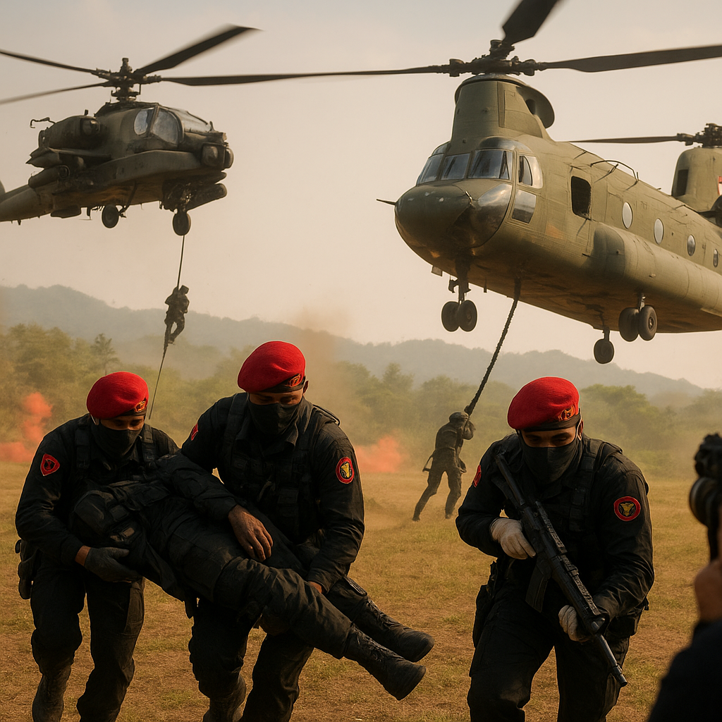 Simulasi Air Assault Kopassus: Prosedur Insertion dan Extraction dengan Helikopter Serang dan Angkut