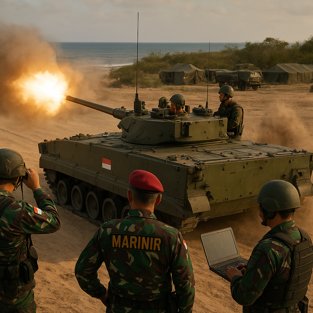 Optimalkan Daya Gempur Ranpur, Korps Marinir Sukses Gelar Uji Fungsi Amunisi Kaliber 100 MM
