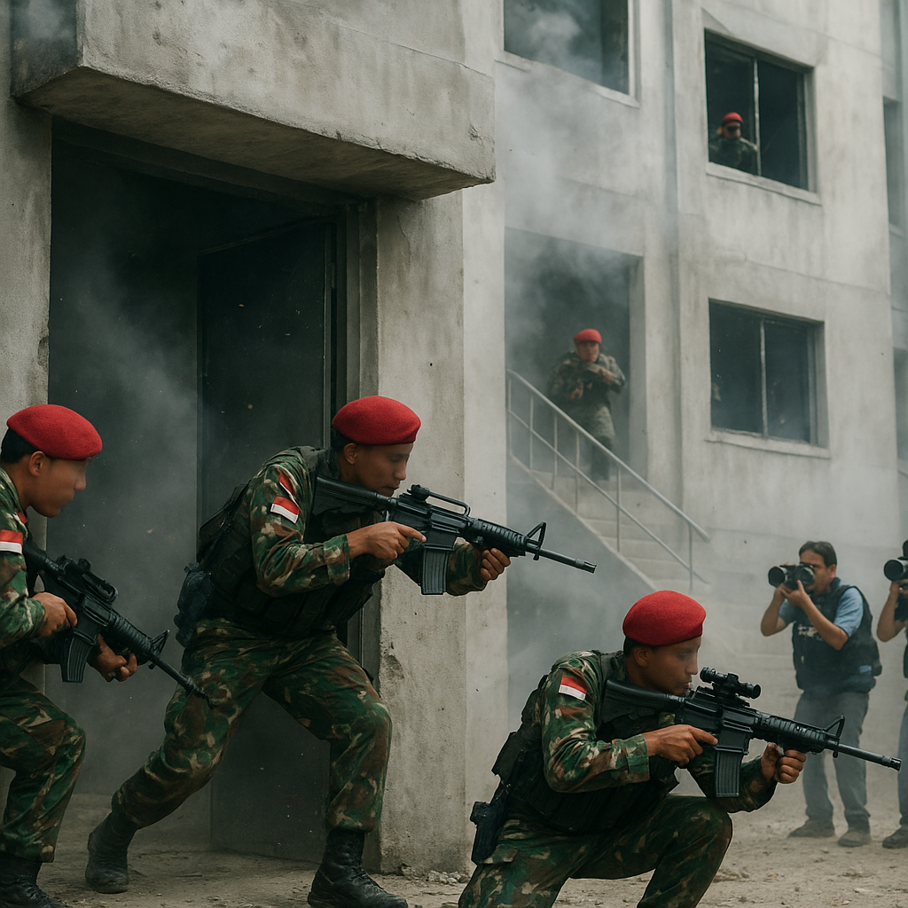 Simulasi Pertempuran Urban oleh Kopassus: Teknik Clearing Building Multi-Lantai
