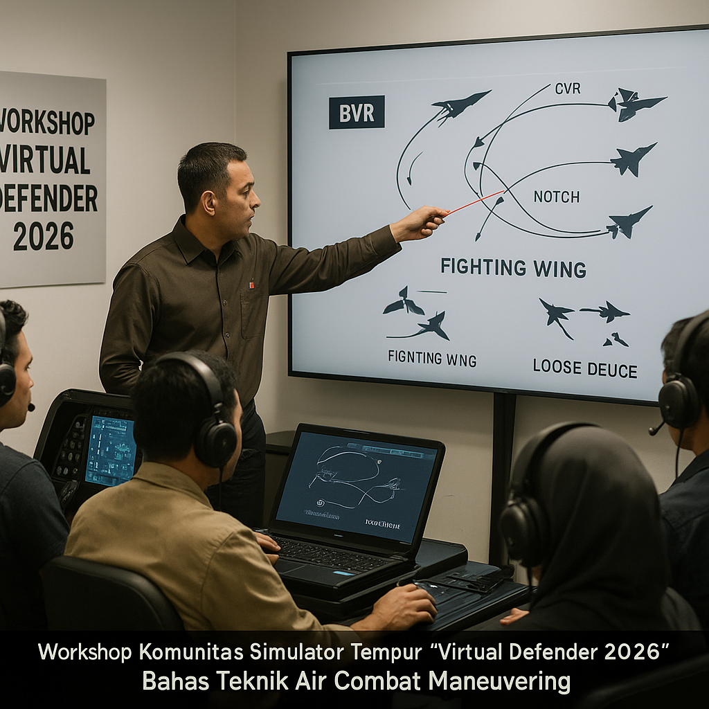 Workshop Komunitas Simulator Tempur 'Virtual Defender 2026' Bahas Teknik Air Combat Maneuvering