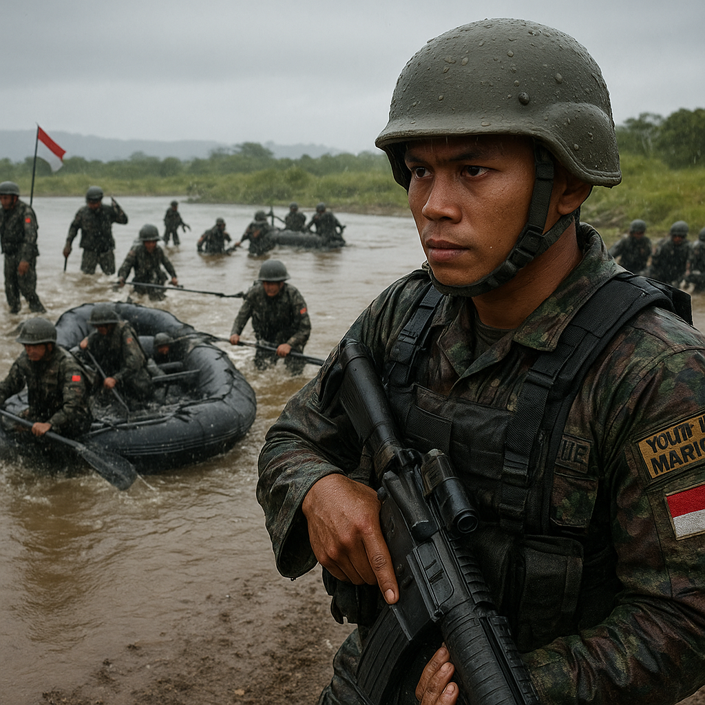 Yonif 3 Marinir Gelar Latihan Penyeberangan Sungai untuk Asah Naluri Tempur di Medan Basah