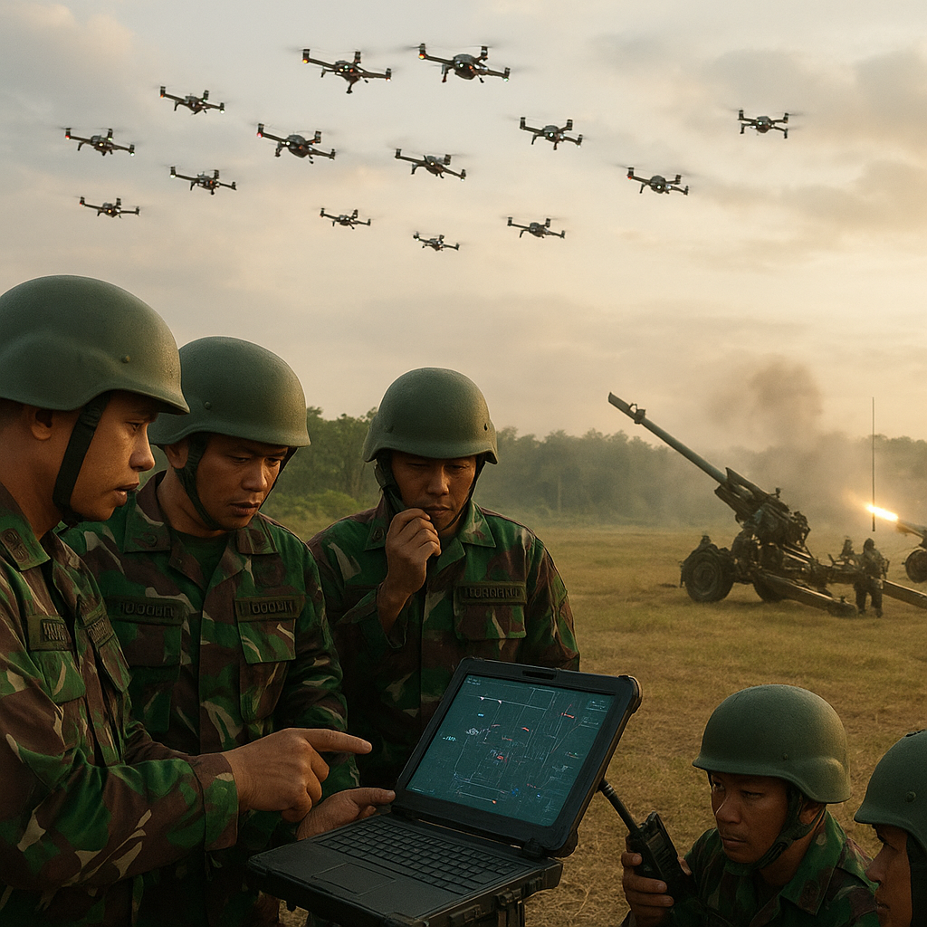 Pussenarmed Latih Penggunaan Drone Swarming untuk Target Acquisition dan Penyerangan Artileri Tidak Langsung