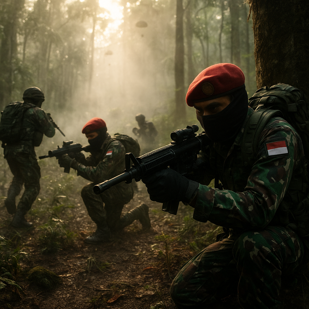 Latihan Tempur Pasukan Khusus TNI AD di Hutan Belantara Papua