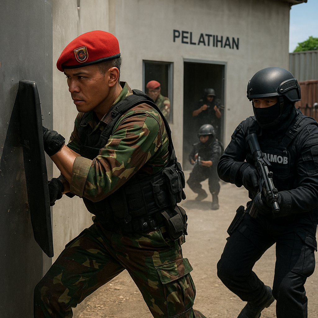 Latihan Cross-Training antara Kopassus dan Brimob dengan Teknik Joint Tactical Entry