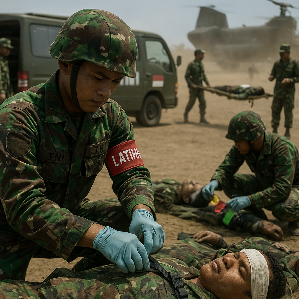 Pelatihan Teknik Medis Lapangan TNI dengan Prosedur Battlefield First Aid dan Evacuation Protocol